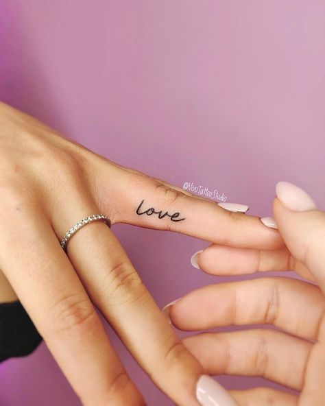 Love Finger Tattoo, Steak Dinners, Simple Tattoos For Guys, Small Heart Tattoos, Hand Tattoos For Girls, Taurus Tattoos, Hand Tattoos For Women, Wrist Tattoos For Women, Small Hand Tattoos