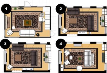 Multi Entrance Living Room, Front Door In Middle Of Living Room Layout, Living Room With Three Doors, Narrow Front Room Ideas, Entryway Into Living Room Layout, Center Front Door Living Room Layout, Living Room With Front Door Entry In Middle, Back Of Sofa Facing Front Door, Front Door In Center Of Living Room