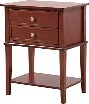 Glory Furniture Newton , Cherry Nightstand, SIDE TABLE 28" H x 16" W x 22" D Cherry Nightstand, Crib Desk, Transitional Nightstand, Shelf Nightstand, Fireplace Entertainment, Bedroom Essentials, 2 Drawer Nightstand, Drawer Nightstand, Reclining Sectional