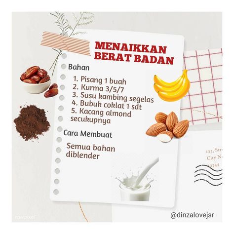 Tips Kesehatan, Healthy Weight Gain Foods, Food Education, Weight Gain Meals, Resep Diet, Herbal Drinks, Healthy Weight Gain, Makanan Diet, Diet Snacks