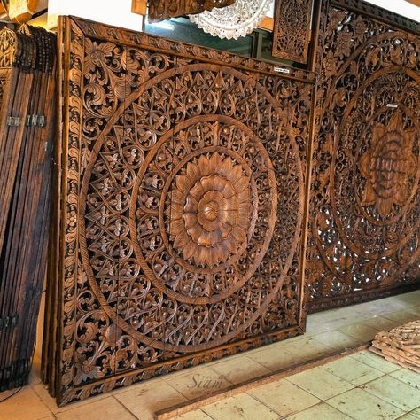 Wood Carved Headboard, Wood Carving Panel, Wooden Wall Art Panels, King Size Bed Headboard, Mandala Wood, Carved Wall Art, Carved Headboard, Color Mandala, Carved Wood Wall Art