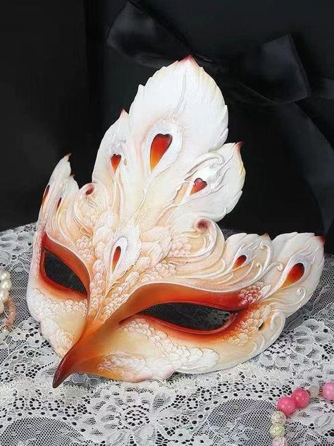 Phoenix Mask Masquerade, Fire Masquerade Mask, Phoenix Mask, Story Clothes, Mask Masquerade, Venetian Mask, Fright Night, Masquerade Mask, Mask Design