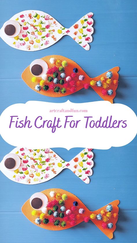 Easy Fish Craft For Toddlers and Preschoolers Fish Craft For Toddlers, Easy Fish Craft, Fish Crafts Preschool, Finger Painting For Toddlers, Pond Crafts, Rainbow Fish Crafts, Zoom Activities, Frog Craft, Fish Craft