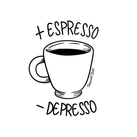 + espresso - depresso via @rampicantistorti #mondaymotivation #coffeeaddict #coffeequote #teamcoffee #coffeelover #coffeememe #caffe #coffee #kaffe #cafe #coffegram #coffeehumor Coffee Drawing, Espresso Coffee, Cold Brew, Espresso, Cafe, Coffee, Tattoos, Memes, Quick Saves