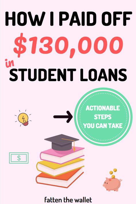 Learn how I paid off $130,000 in student loans in 3 years and steps you can take to pay your student loans faster #studentloans #debt #payoffdebt #fattenthewallet Paying Off Student Loans Fast, Pay Off Student Loans Fast, How To Pay Off Student Loans Quickly, Student Loans Paid Off, Pay Student Loans, Paying Off Credit Card Debt, Pay Off Credit Card Debt, Debt Forgiveness, Envelope Budget