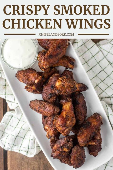 Best Dry Rub Smoked Chicken Wings, Smoker Dry Rub Recipes, Crispy Wings On Smoker, Dry Rub For Smoked Chicken Wings, Smokey Bones Smoked Wings Recipe, Traeger Smoked Wings, Traeger Smoked Chicken Wings, Reqtec Smoker, Crispy Smoked Wings