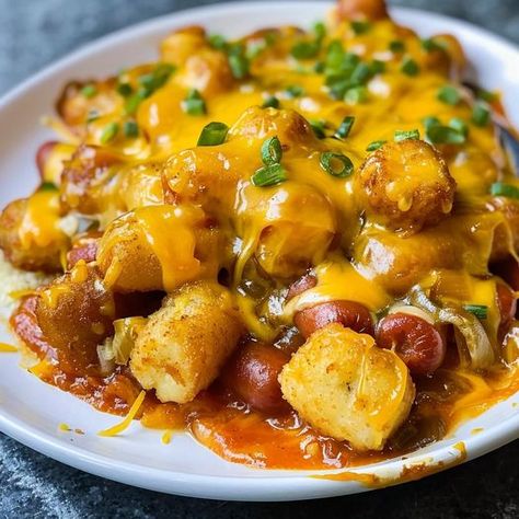 Hot Dog Tater Tot Casserole, Red Lobster Shrimp Scampi, Cheeseburger Meatloaf Recipes, Hot Dog Casserole, Chili Cheese Hot Dog, Red Lobster Shrimp, Cream Cheese Corn, Slow Cooker Salisbury Steak, Smart Points Recipes