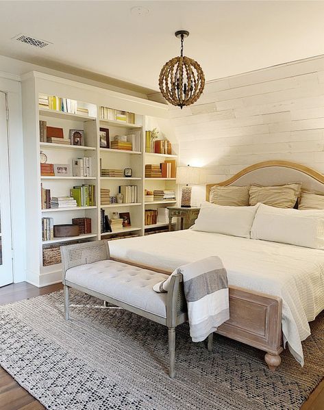 Bedroom Makeover After Photos Home Library Design Ideas, Bedroom Library, Ceiling Shelves, Bookcase Lighting, Home Library Design, Green Curtains, Home Libraries, King Sheet Sets, After Photos