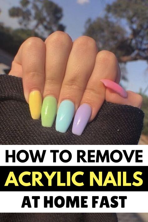 How To Remove Acrylic Nails Safely: Acrylic nails are the hottest trend and are the easiest way to add some length and glam to your nails. Here are the easiest ways to remove those stubborn acrylic nails at home with simplest of the items. #Nails #NailArt #NailCare #AcrylicNails How To Easily Remove Acrylic Nails, Soaking Off Acrylic Nails At Home, How To Pop Off Acrylic Nails, How To Get Your Acrylic Nails Off, Remove Acrylic Nails At Home With Oil, Soak Nails Off Acrylic At Home, How To Take Nails Off Acrylics, Best Way To Take Off Acrylic Nails, How To Get Rid Of Acrylic Nails At Home