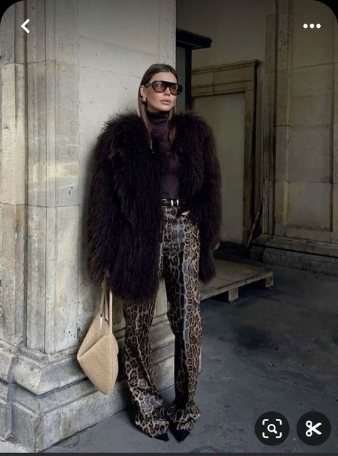 Fur Coat, Leopard Print, Pants, Trousers