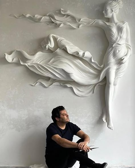 Sculpture Art Projects, Drywall Art, Acrylic Art Projects, Cement Art, Plaster Sculpture, Diy Abstract Canvas Art, Plaster Wall Art, Drawing Pen, Relief Sculpture