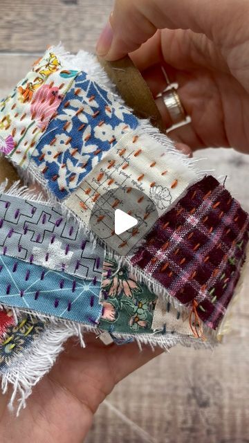 Mira on Instagram: "Thank you all so, so much for all your messages and thumbs ups yesterday in response to this little snippet roll! ♥️🙏  It seems to have struck a chord and I’m pleased to let you know that there is now a stitch along video available on my YouTube channel (link in bio).  I would be thrilled to see what you stitch, so please tag me on your posts, if you fancy doing so.  ♥️🙋‍♀️🪡🧵♥️  #slowstitching #slowstitch #slowstitchingmovement #slowsewing #handstitching #handsewing #handembroidery #stitchbystitch #creativestitching #mindfulstitching #creativesewing #bluebellhillcrafts #learningtosew #sewingtutorial #sewingtutorials #embroiderytutorial #embroiderytutorials #embroiderersofinstagram #fabriccollage #fabriccolours #textileart #textilearts #sewcute" Snippet Rolls Inspiration, Fabric Scrolls, Slow Stitching Ideas, Kawandi Quilts, Snippet Roll, Snippet Rolls, Stitch Ideas, Slow Stitching, Sewing Art