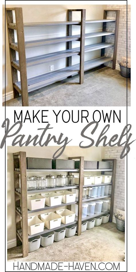 Diy Pantry Shelf, Diy Pantry Shelves, Pantry Layout, Diy Storage Shelves, Cocina Diy, Diy Muebles Ideas, Pantry Shelves, Diy Regal, Diy Rangement