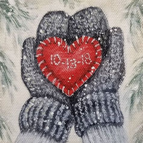 Winter Mittens w/ Personalized Heart Christmas Ornament Acrylic Painting Tutorial by Angela Anderson on YouTube  #christmasornament #christmaspainting #mittens #heart #personalizedgifts #personalizedart #ornament #princetonbrushes Christmas Paintings For Boyfriend, Spring Painting Ideas On Canvas For Beginners, February Painting Ideas Canvases, Valentine’s Day Acrylic Painting, February Canvas Painting Ideas, Valentines Day Acrylic Painting, Valentine Canvas Painting Ideas, Valentines Acrylic Painting, Winter Paint And Sip Ideas