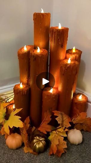 Pool Noodle Crafts | Make this for your halloween party! 🕯️ | By Craft FactoryFacebook Diy Halloween Decorations Outdoor Pool Noodles, Poolnoodle Diy Halloween Candle, Pool Noodle Halloween Decor, Pool Noodle Decorations, Pool Noodle Candles, Pool Noodle Halloween, Halloween Candles Diy, Noodle Crafts, Relief Society Crafts