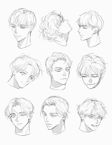 Hair Drawing Reference, Boy Hair Drawing, Drawing Male Hair, Drawing Hair Tutorial, Boy Hair, Anime Boy Hair, Drawing Hair, Hair Sketch, Hair Drawing