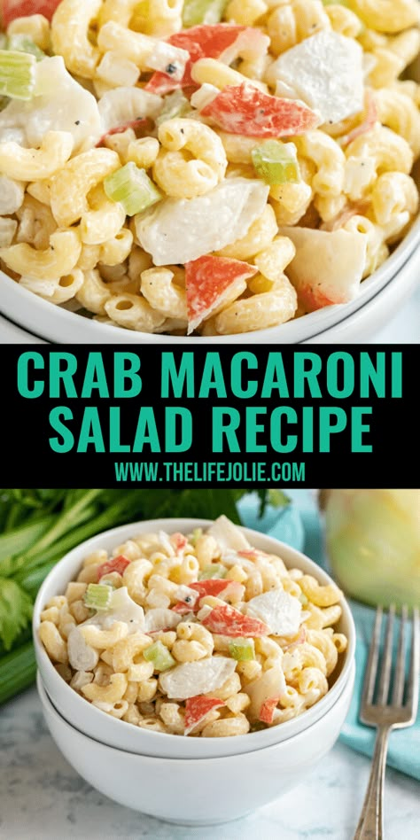 Crab Macaroni Salad, Crab Meat Salad, Crab Pasta Salad, Macaroni Recipe, Easy Summer Side Dishes, Crab Pasta, Crab Salad Recipe, Sea Food Salad Recipes, Crab Meat Recipes