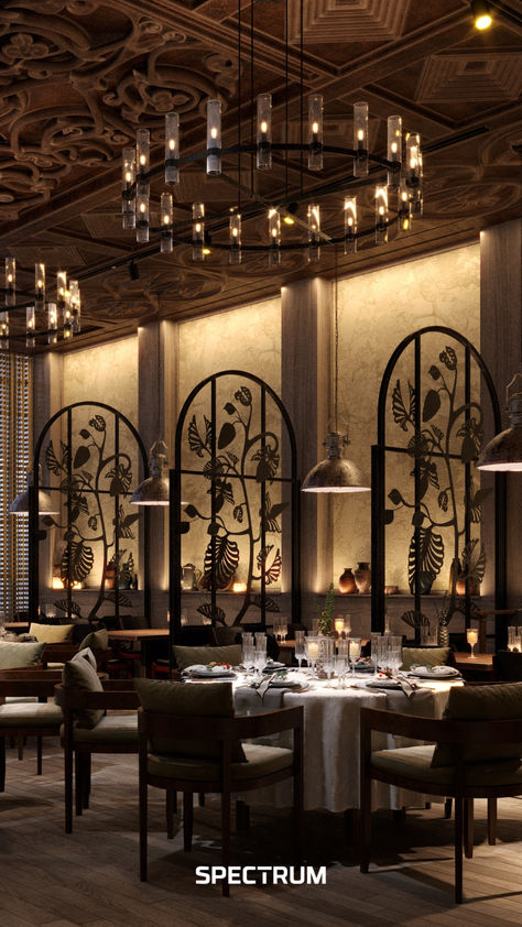 #interiordesign #restaurant #interior #render Luxurious Restaurant, Georgian Restaurant, Interior Render, Penthouse Design, Green Facade, Beauty Salon Interior, Romantic Wedding Decor, The Oasis, Luxury Dining Room