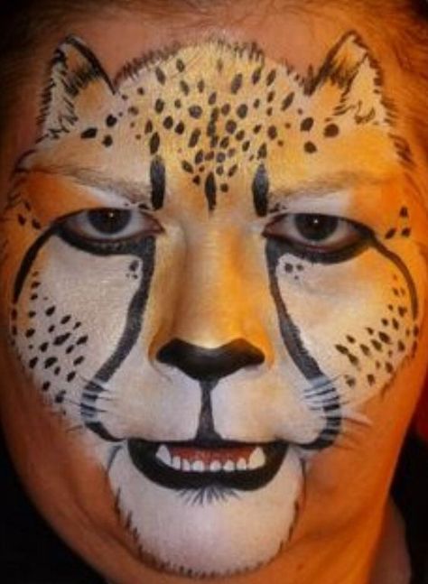 Cheetah face paint Cheetah Face Paint, Cheetah Makeup, Animal Face Paintings, Cheetah Face, Kids Face Paint, Painting Activities, Safari Jungle, Face Painting Designs, Halloween Make Up