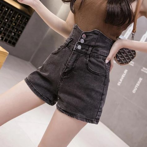 Black Short Pants Clothing Sexy Women's Jean Denim Shorts Female High Waist Summer Hot Fashion Wide Leg Korean Casual Vintage|Shorts| - AliExpress Short Outfits Korean, Black Short Pants, Shorts Female, Short Pants Outfit, Korean Shorts, Denim Pants Fashion, Shorts Outfits Women, Concept Clothing, Korean Casual Outfits