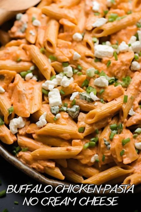 Last Updated on July 25, 2023 Say goodbye to boring weeknight dinners with this easy and flavorful Cream Cheese-Free Buffalo Chicken Pasta.  This delectable dish is packed with flavor, sure to please even the pickiest eaters! It’s an excellent way to make a quick dinner the whole family will love. The best part? No cream ... Read more Buffalo Pasta, Buffalo Chicken Pasta, Easy Pasta Dinner, One Pot Pasta Recipes, Chicken Pasta Recipes, One Pot Pasta, Easy Dishes, One Pan, Poultry Recipes