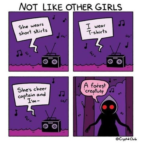 Two Girls One Ghost Podcast on Instagram: “Is this the real inspiration behind Folklore...?” Virginia Memes, Flatwoods Monster, Cheer Captain, Monster Cartoon, Funny Comic Strips, Girl Artist, Forest Creatures, Cute Comics, Tumblr Posts