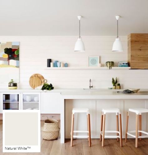 Dulux Natural White, Kitchen Design Centre, Dulux Paint, Kitchen Trends, Large Area Rugs, Kitchen Layout, Contemporary Kitchen, White Paints, Kitchen Wall