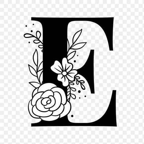 Botanical Capital Letter, E Font, Alphabet Typography, Floral Monogram Letter, E Letter, Basket Drawing, Floral Font, Floral Typography, Letter Art Design