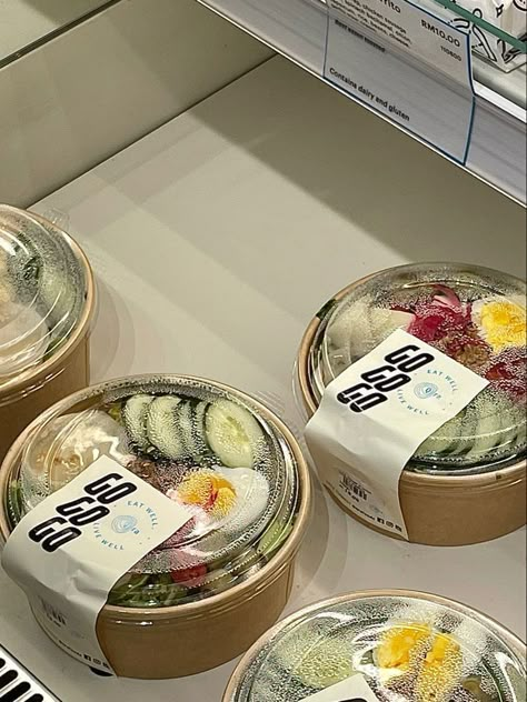 Korean Cafe Food Packaging, Rice Box Packaging Design, Cafe Packaging Ideas, Healthy Food Restaurant Design, Delivery Food Packaging, Salad Business Ideas, Bowl Packaging Design, Food Business Packaging, Rice Bowl Packaging