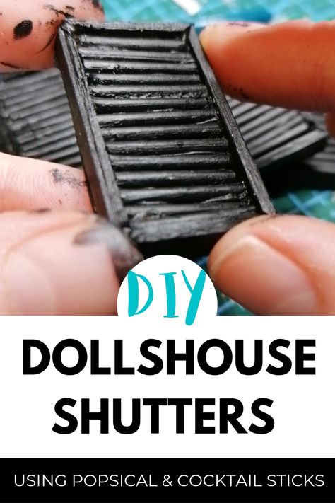 Miniature Shutters Diy, Diy Dollhouse Shutters, Dollhouse Windows Diy, Dollhouse Siding Diy, Dollhouse Shutters, Diy Window Shutters, Minature Things, Bookshelf Dollhouse, Window Shutters Diy