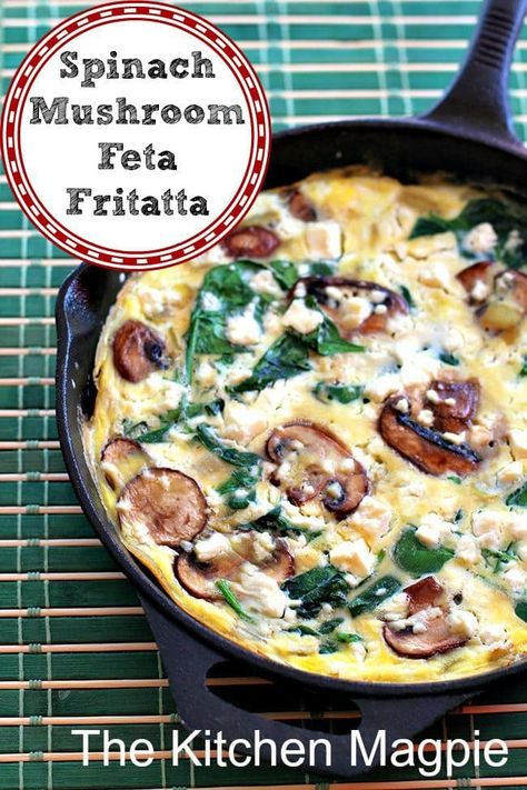 Spinach Mushroom Frittata, Feta Frittata, Mushroom Frittata, Breakfast Bakes, Spinach And Mushroom, Breakfast Frittata, Spinach Frittata, Spinach Mushroom, Better Breakfast