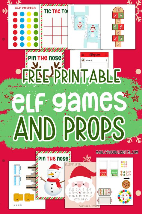 Add excitement to your Elf on the Shelf with these 21+ free printable props and games! Featuring pizza boxes, donuts, tic-tac-toe, elf twister, mini Amazon packages, and more, these printables are perfect for creating fun and fast elf setups. Great for homes, classrooms, and easy elf ideas. Download your free printable elf props today and make every elf adventure magical! Free Elf On Shelf Ideas, Week Of Christmas Elf On The Shelf, Elf Bingo Free Printable, Elf Craft Ideas, Elf Ideas Easy Diy Crafts, Elf On The Shelf Moon Phases Printable, Free Elf On The Shelf Printable Ideas, Elf On The Shelf Patterns Free Printable, Elf Challenges For Kids