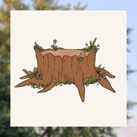 day 9 brings us to this overgrown tree stump! 🌳 #drawing #doodle #doodleaday #mayfullycreations Tree Stump Illustration, Tree Stump Drawing, Stump Drawing, Aesthetic Reference, Tree Doodle, Hall Ideas, Simple Tree, Sky Tree, Home Tattoo