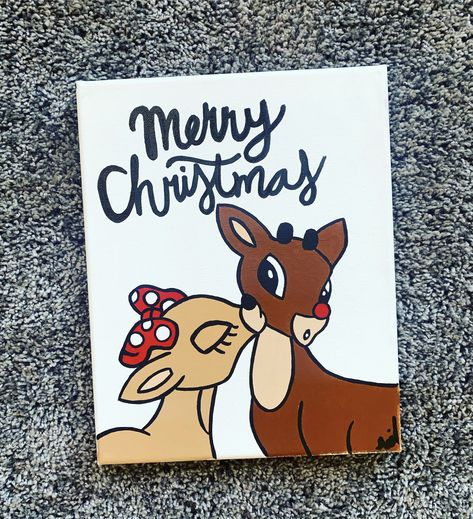 Merry Christmas Art Painting, Funny Christmas Painting Ideas, Cute Holiday Paintings, Christmas Paintings For Boyfriend, Christmas Painting Ideas Aesthetic, Christmas Painting For Boyfriend, Christmas Painting Aesthetic, Thanks Giving Painting Ideas, Christmas Painting Gifts