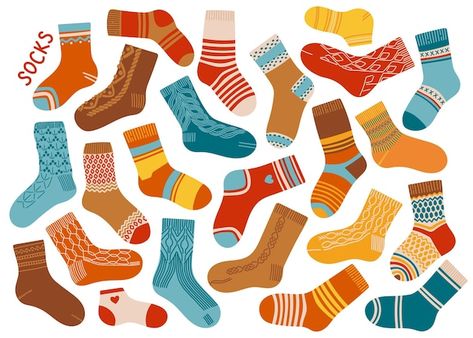 Socks Sketch, Socks Poster Graphic Design, Christmas Sock Illustration, Socks Design Illustration, Socks Illustration, Socks Print, Autumn Vector, Fashion Cartoon, Sea Illustration