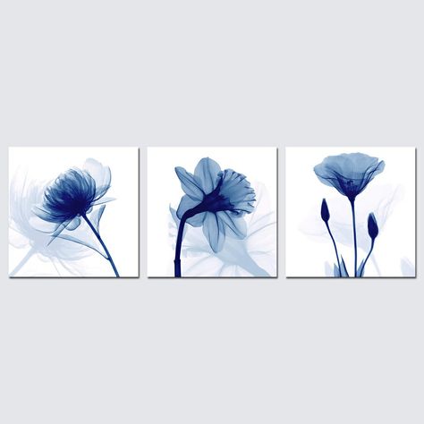 Wieco Art Blue Abstract Flowers 3 Panels Giclee Canvas Prints Wall Art Modern Pictures Artwork for Living Room Bedroom and Home Decorations P3RFL057-3030 Modern Pictures, Modern Wall Art Canvas, Artwork For Living Room, Abstract Decor, Master Bedrooms, Wall Art Modern, Living Room Pictures, Art Blue, Prints Wall Art