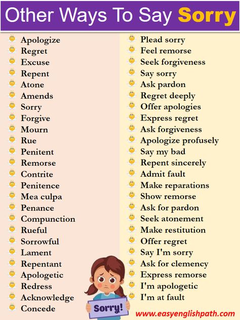 30 Different Ways to Say “Sorry” In English. Learn Other Ways to Say "Sorry" How To Say Sorry, Ways To Say Sorry, English Corner, Say Sorry, Other Ways To Say, Essay Writing Skills, How To Say, Saying Sorry, Cute Quotes For Friends