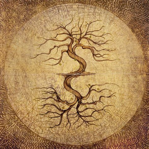 Great representation of true balance in life Law Of Karma, Painting Subjects, Poster Pictures, Spiritual Art, Buddhism, A Tree, Tree Of Life, Vintage World Maps, Painter