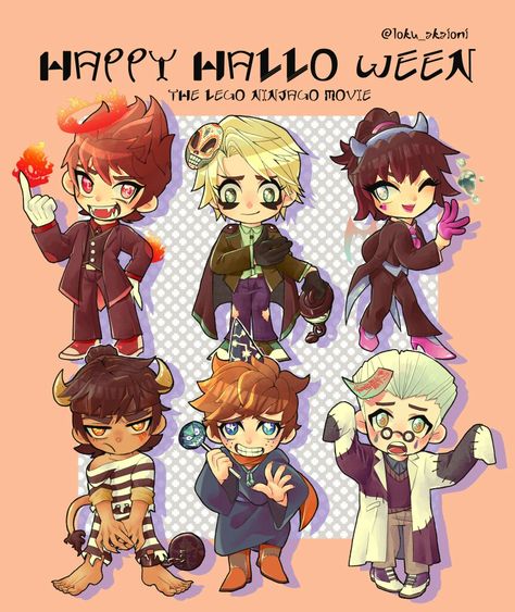 I know it’s pretty late but I have been waiting for a Ninjago Halloween one! And it’s the movie characters!! I love the Ninjago Movie!!❣️ Ninjago Movie Fanart, Ninjago Halloween, Ninjago Cole, Ninjago Movie, Ninjago Fanart, Ninjago Art, Ninjago Kai, Lego Ninjago Movie, Treasure Planet