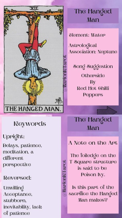 The Hanged Man Tarot Meaning Reversed, The Hanged Man Tarot Meaning, Tarot The Hanged Man, Read Tarot, Hanged Man Tarot, Relationship Tarot, Learning Tarot, Learn Tarot, Witch Crafts