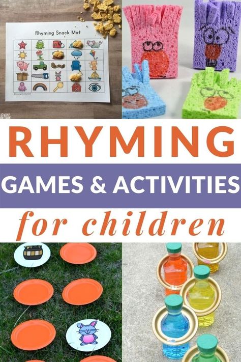 Rhyming Small Group Activities, Montessori Rhyming Activities, Rhyming Word Activities Preschool, Rhyme Production Activities, Phonological Awareness Activities Preschool, Pre K Rhyming Activities, Rhyming Words For Preschoolers, Teaching Rhyming Preschool, Rhyming Games Preschool