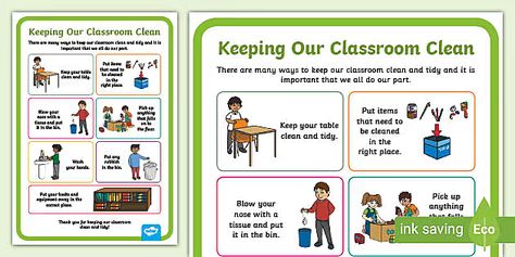 KS1 - Keeping Our Classroom Clean - Display Poster - Twinkl Keep School Clean Poster, Cleanliness Poster Ideas For Kids, Classroom Cleaning Checklist, Clean Classroom, School Clean, Cleaning Chart, Education Poster Design, Class Poster, Clean Desk