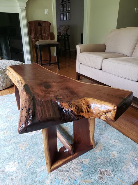 Black Walnut Coffee Table Live Edge, Black Walnut Wood Projects, Walnut Wood Projects, Coffee Table Live Edge, Modern Table Legs, Log Table, Black Walnut Tree, Modern Tables, Table Live Edge