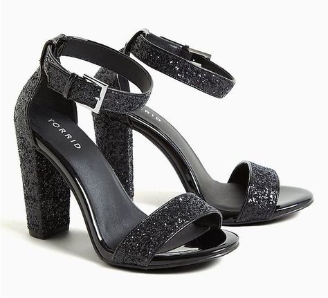 Wide-Fit Sparkly Shoes Shopping Guide | Wide-Width Shoes Sparkly Black Shoes, Black Heels Prom, Prom Shoes Black, Black Sparkly Heels, Torrid Boots, Black Glitter Heels, Evening Heels, Heels Prom, Sparkly Shoes