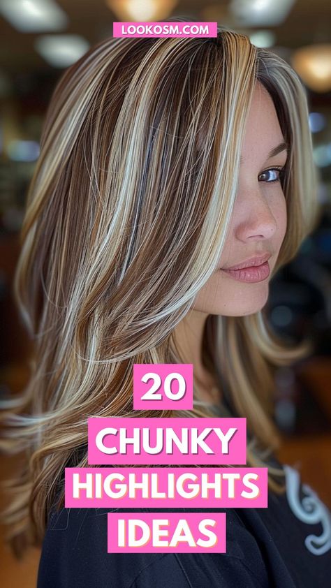 20 Stunning Chunky Highlight Ideas Medium Highlights On Blonde Hair, Gray Hair With Dimension, Blonde And Brown Fall Hair Color, Best Highlights For Medium Brown Hair, Highlights And Lowlights On Dark Brown Hair, Medium Brown Hair With Chunky Highlights, Fall Hair Colors For Gray Hair, Teenage Highlights Hair Color, Hair Styles With Blonde Highlights