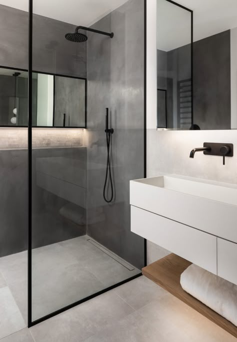 Small Bathroom Plans, Polished Cement, Minimalist Bathroom Design, Loft Bathroom, Bathroom Design Layout, Bathroom Plans, Bathroom Inspiration Modern, Tamworth, Bathroom Design Inspiration