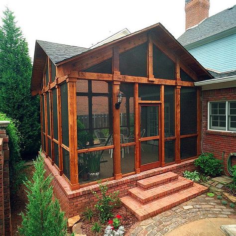 Cedar Porch | Flickr - Photo Sharing! Wooden Screen Door, Porch Kits, Porch Design Ideas, Screened Porch Designs, Skylight Window, Porch Plans, Door Plan, Building A Porch, Home Design Magazines