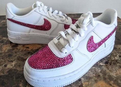 Rhinestone Business, Unique Wedding Shoes, Curly Fro, Air Force 1 Sneakers, Wedding Sneakers, Custom Bling, Professional Shoes, Embellished Shoes, Custom Air Force 1