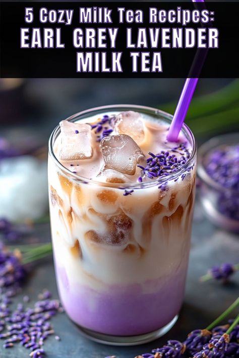 Hot Boba Drinks, Earl Grey Lavender, Moon Milk Recipe, Hot Tea Recipes, Boba Tea Recipe, Fancy Tea, Moon Milk, Milk Tea Recipes, Tea Drink Recipes