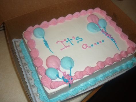 My Gender Cake! Reveal is tomorrow... Rectangle Gender Reveal Cake, Gender Reveal Cake Sheet, Gender Reveal Sheet Cake Ideas, Gender Reveal Sheet Cake, Cake Reveal, Cake Rectangle, Gender Cake, Sheet Cake Ideas, Baby Shower Sheet Cakes